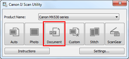 Document to start scanning.
