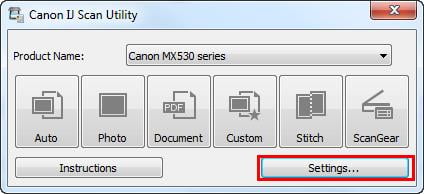 Launch the Canon IJ Scan Utility